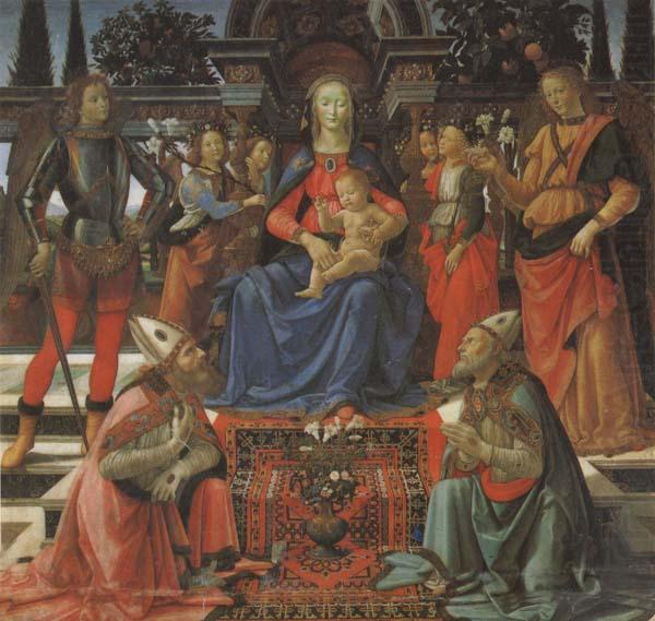 Domenico Ghirlandaio Madonna and Child Enthroned with Four Angels,the Archangels Michael and Raphael,and SS.Giusto and Ze-nobius china oil painting image